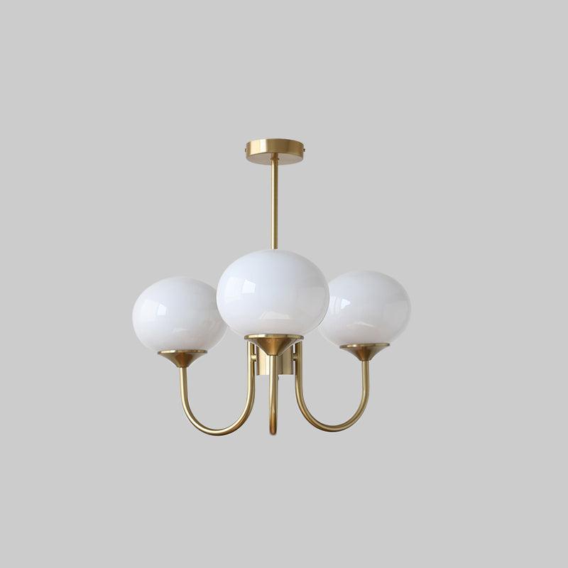 Lustre moderne Jonas en Fer, Métal, Verre Cuivre et blanc