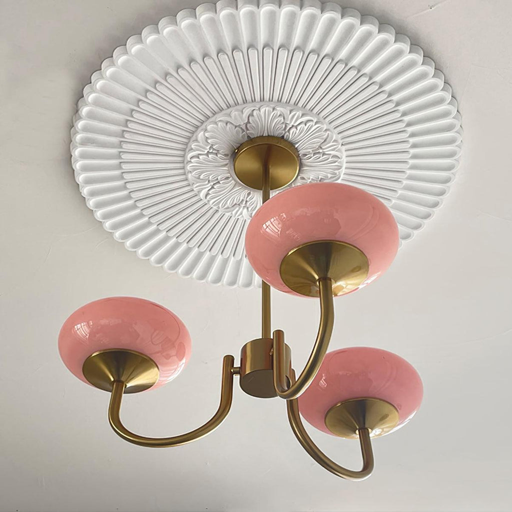 Lustre moderne Jonas en Fer, Métal, Verre Chrome et rose
