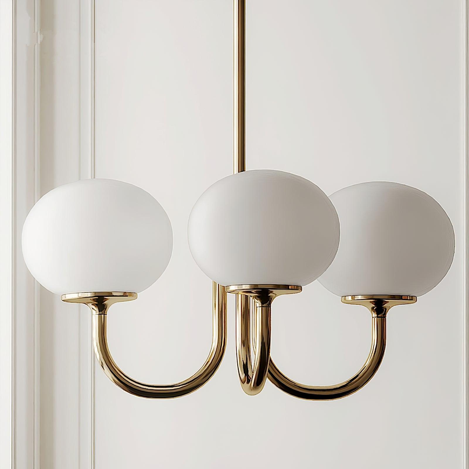Lustre moderne Jonas en Fer, Métal, Verre Cuivre et crème