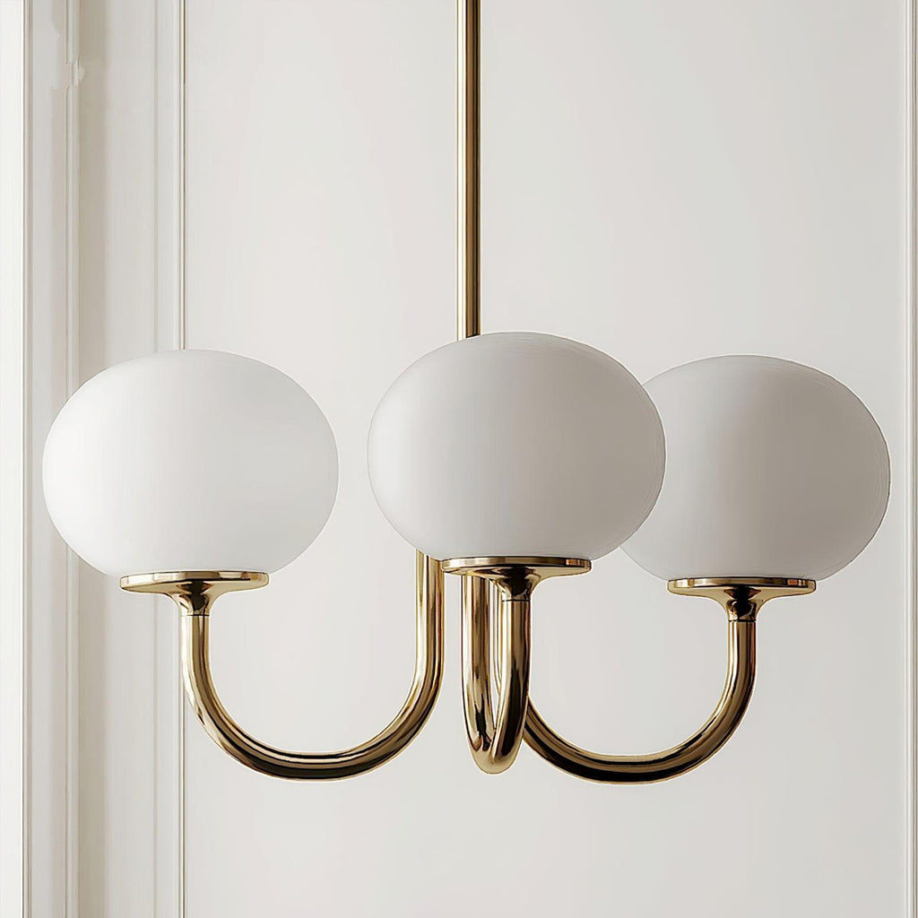 Lustre moderne Jonas en Fer, Métal, Verre Chrome et crème