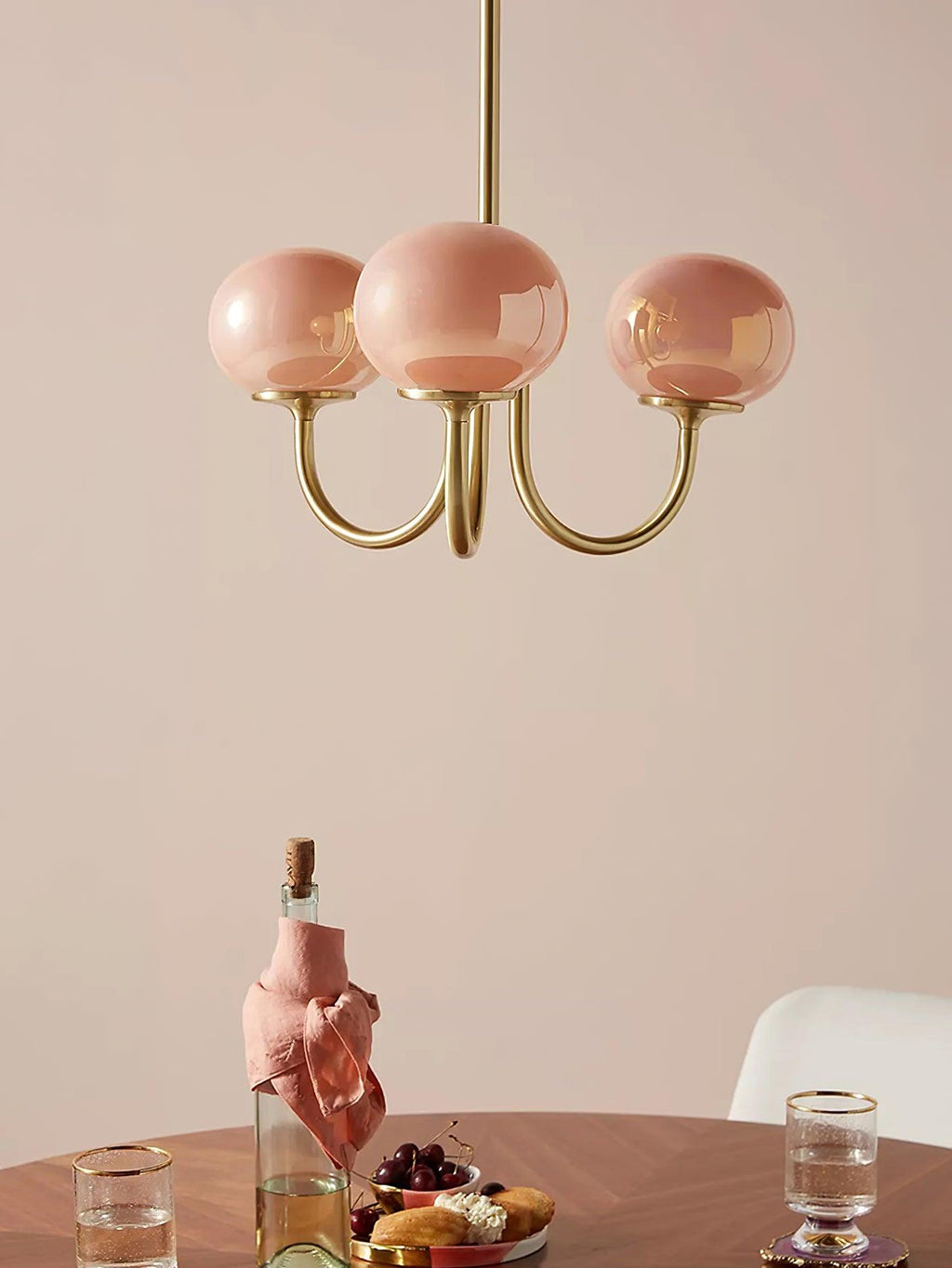 Lustre moderne Jonas en Fer, Métal, Verre Chrome et crème