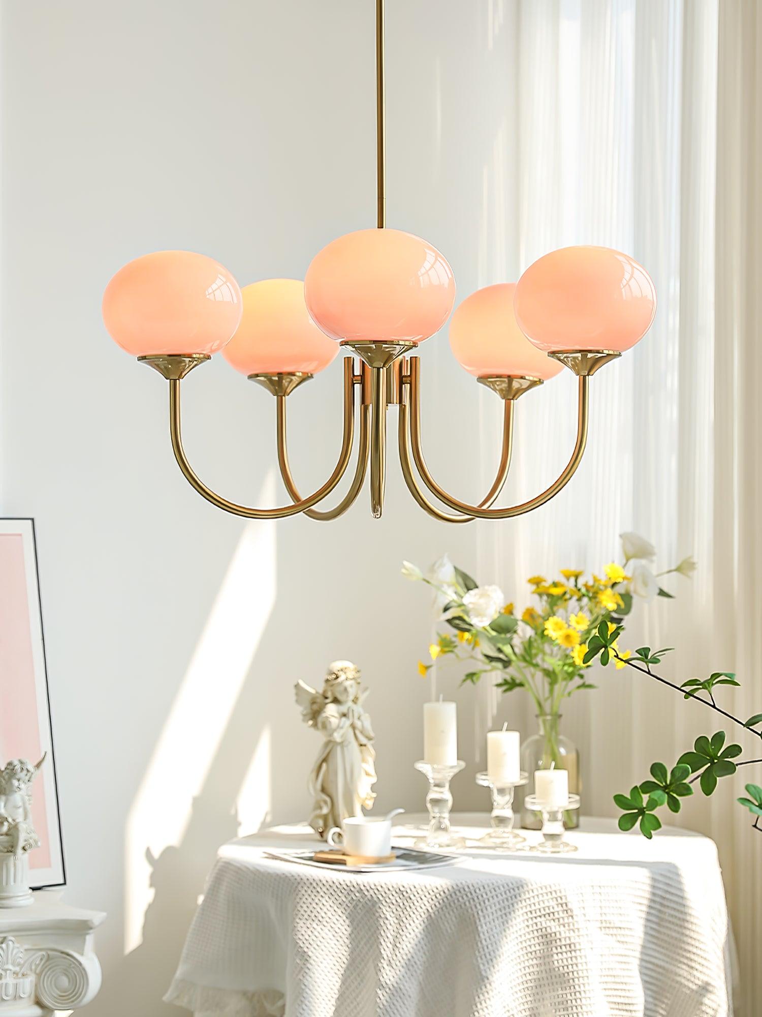 Lustre moderne Jonas en Fer, Métal, Verre Chrome et crème