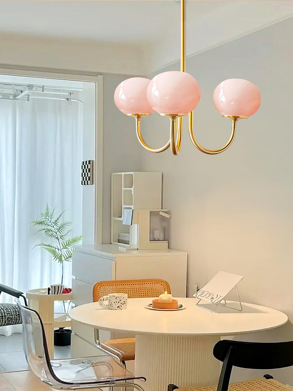 Lustre moderne Jonas en Fer, Métal, Verre Cuivre et crème