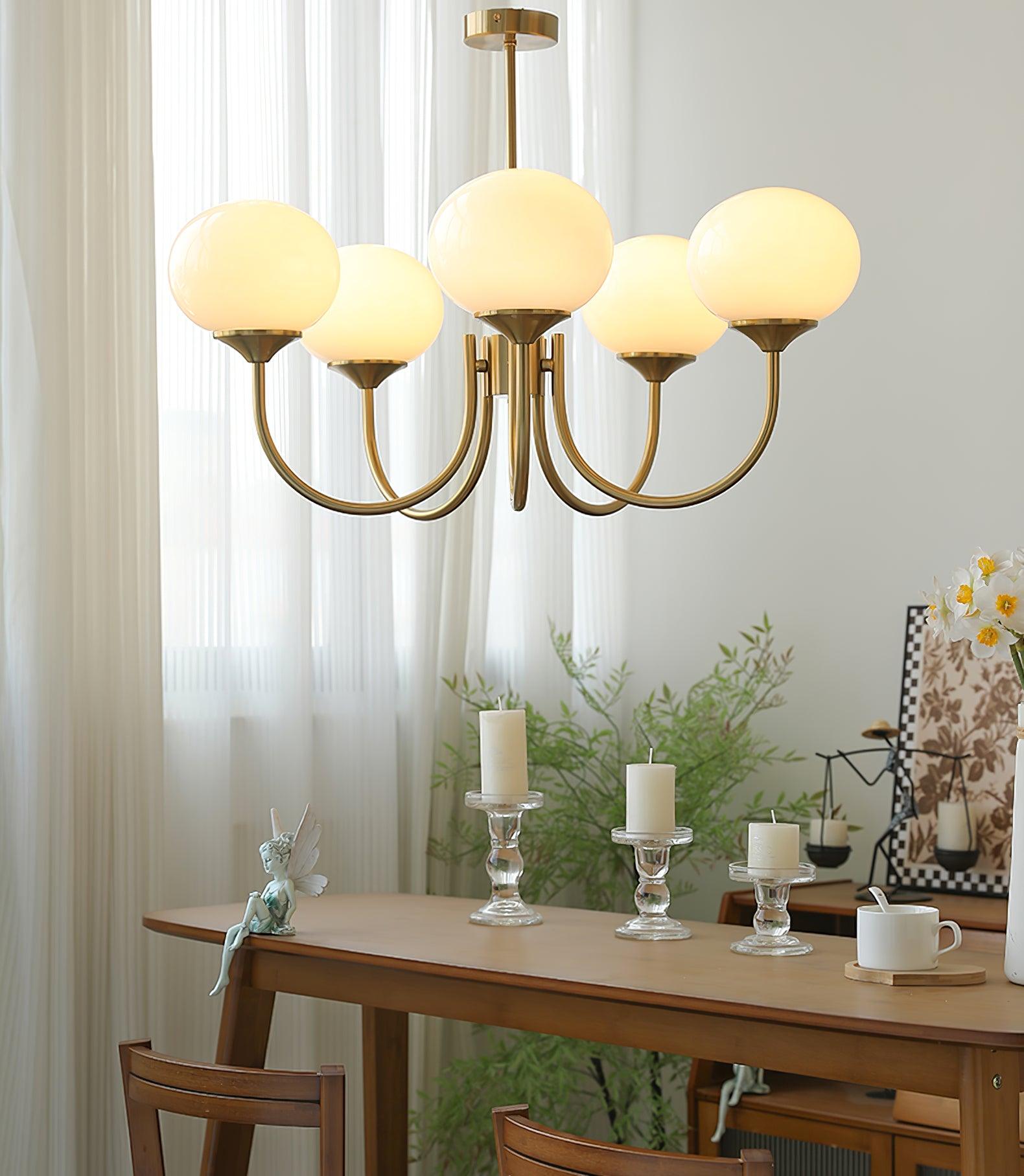 Lustre moderne Jonas en Fer, Métal, Verre Cuivre et crème