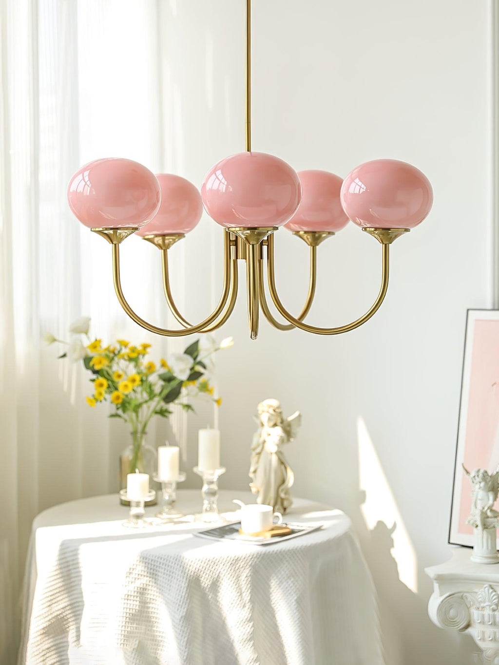 Lustre moderne Jonas en Fer, Métal, Verre Chrome et blanc