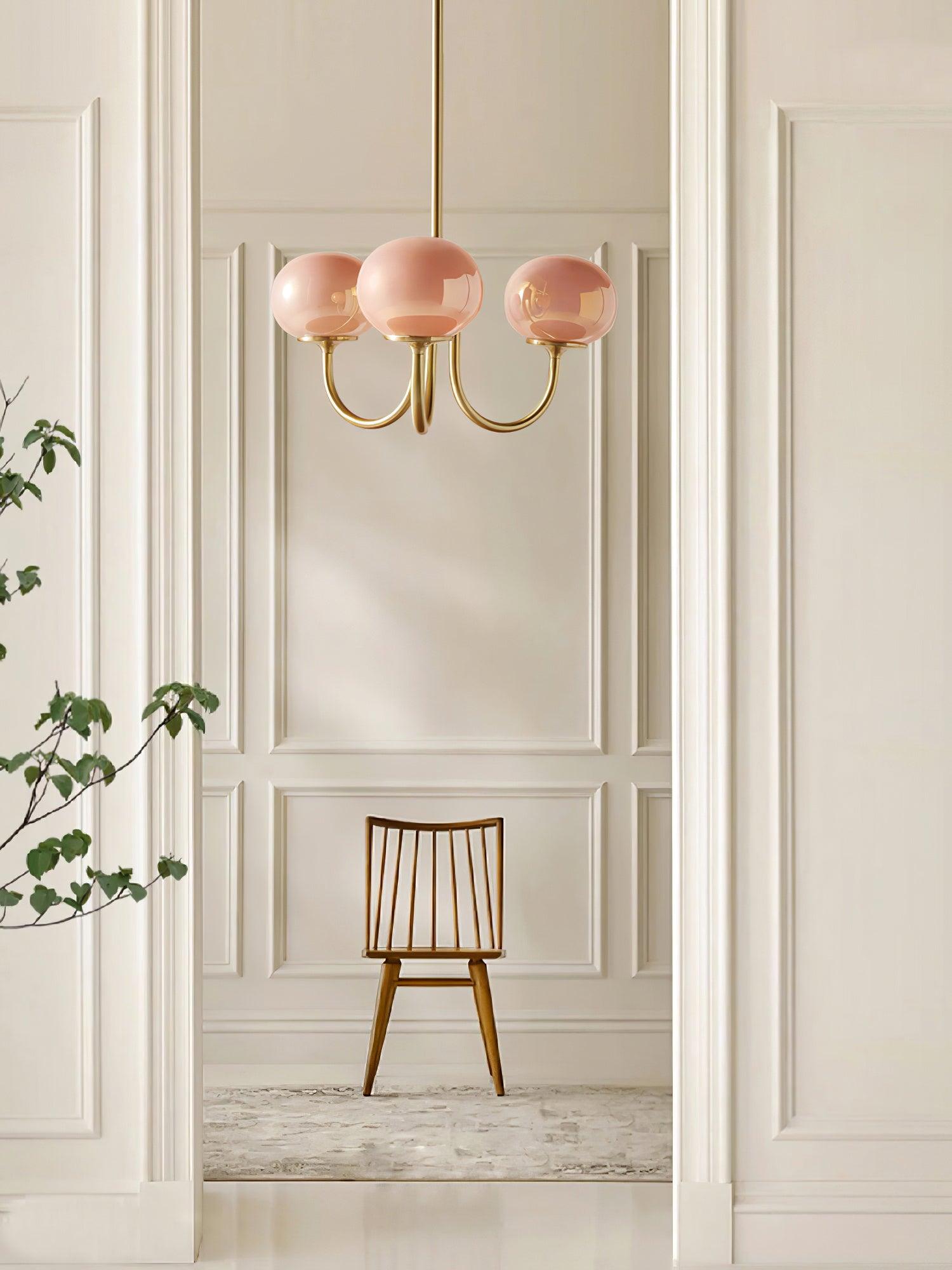 Lustre moderne Jonas en Fer, Métal, Verre Cuivre et crème