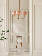 Lustre moderne Jonas en Fer, Métal, Verre Chrome et crème