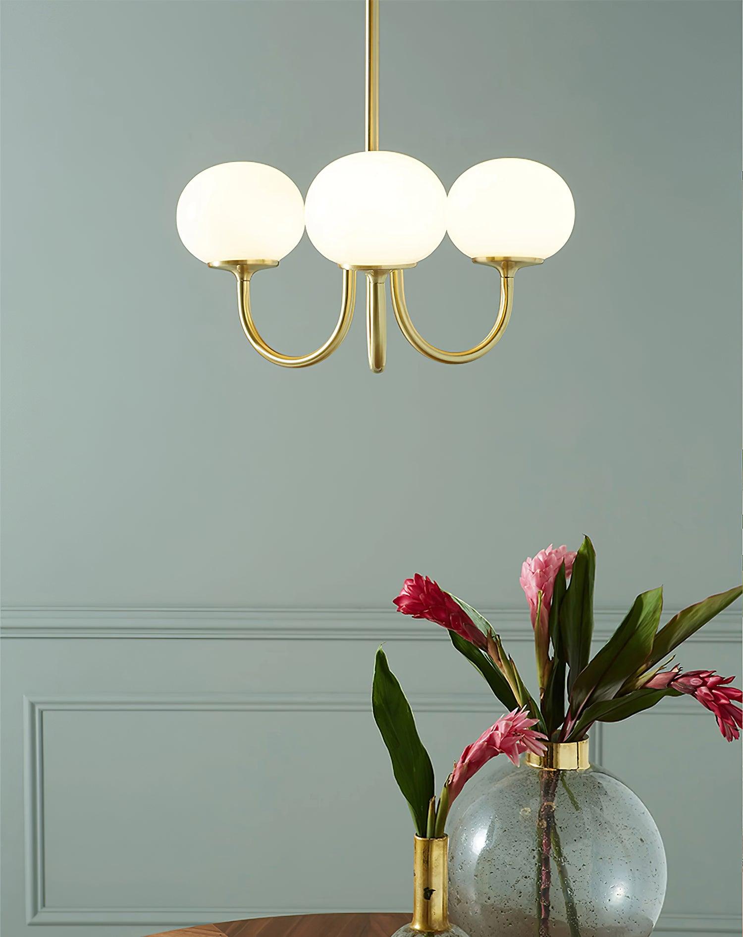 Lustre moderne Jonas en Fer, Métal, Verre Chrome et crème