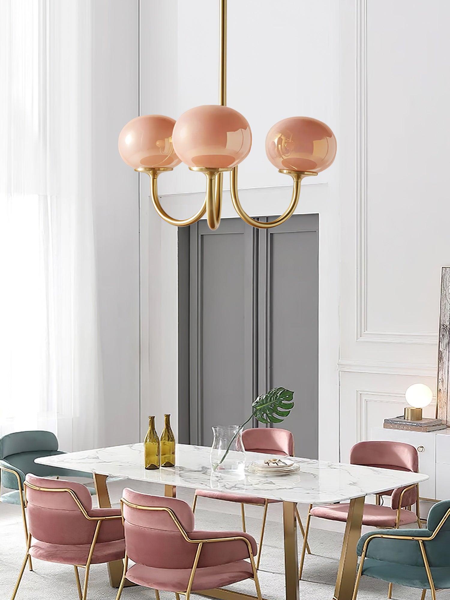 Lustre moderne Jonas en Fer, Métal, Verre Cuivre et crème