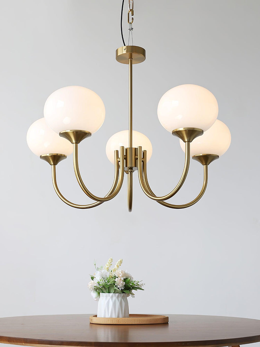 Lustre moderne Jonas en Fer, Métal, Verre Chrome et crème
