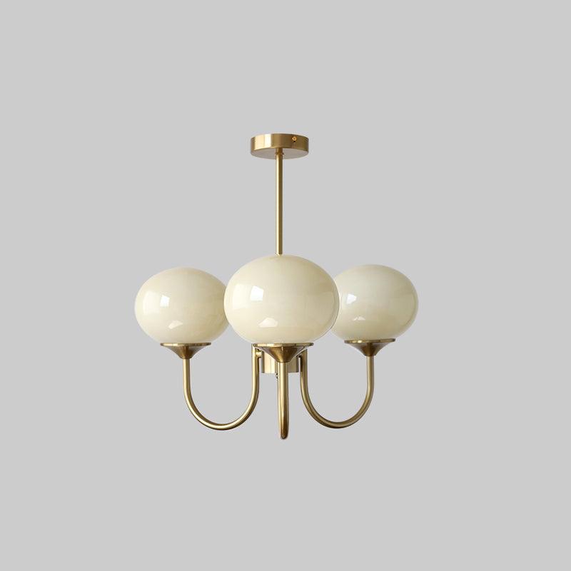 Lustre moderne Jonas en Fer, Métal, Verre Chrome et crème