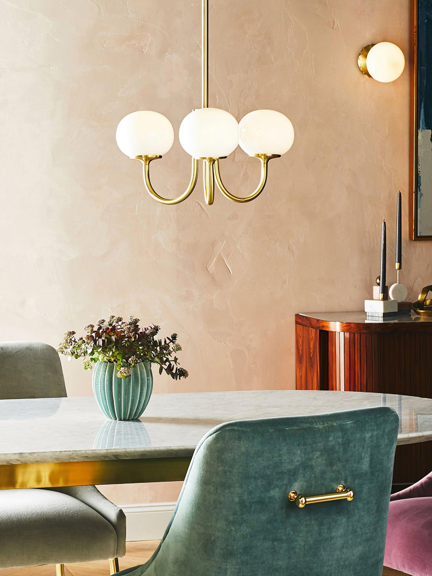 Lustre moderne Jonas en Fer, Métal, Verre Cuivre et crème