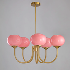 Lustre moderne Jonas en Fer, Métal, Verre Cuivre et crème