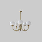 Lustre moderne Jonas en Fer, Métal, Verre Cuivre et blanc