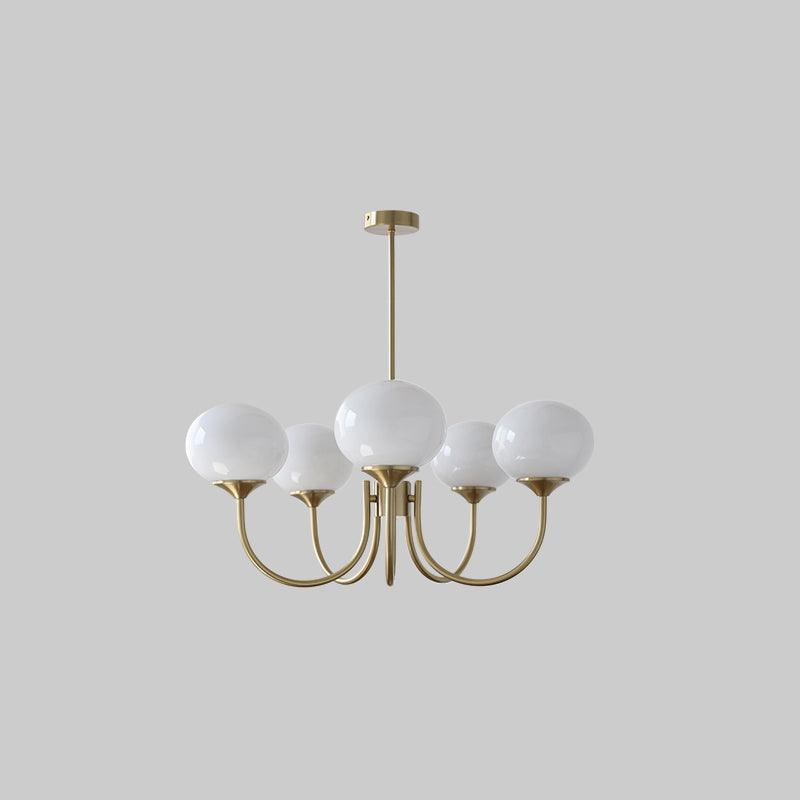 Lustre moderne Jonas en Fer, Métal, Verre Cuivre et blanc