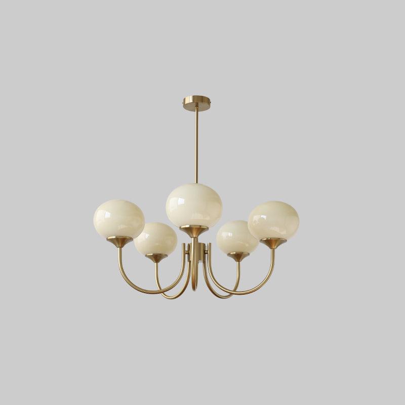 Lustre moderne Jonas en Fer, Métal, Verre Cuivre et blanc