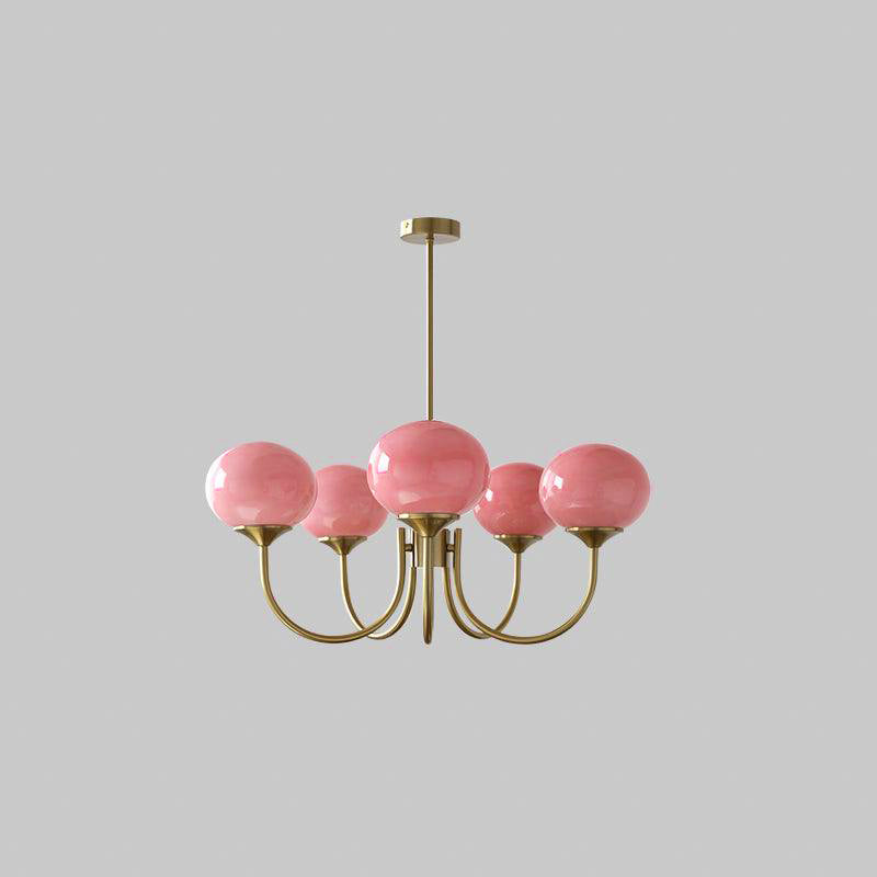 Lustre moderne Jonas en Fer, Métal, Verre Cuivre et crème
