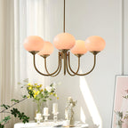Lustre moderne Jonas en Fer, Métal, Verre Chrome et rose