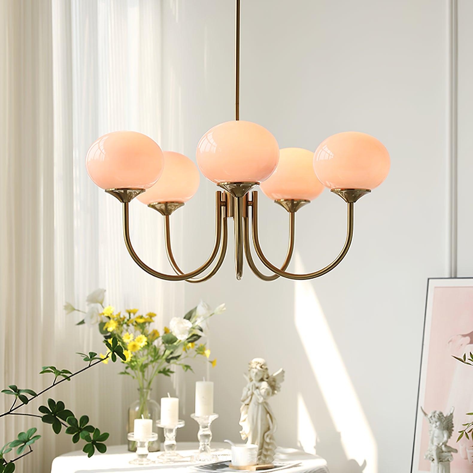 Lustre moderne Jonas en Fer, Métal, Verre Cuivre et crème