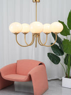 Lustre moderne Jonas en Fer, Métal, Verre Cuivre et crème