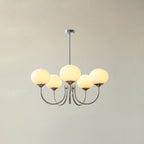 Lustre moderne Jonas en Fer, Métal, Verre Chrome et crème