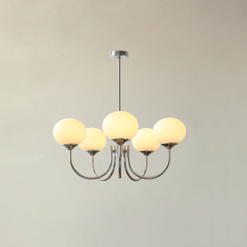 Lustre moderne Jonas en Fer, Métal, Verre Chrome et crème
