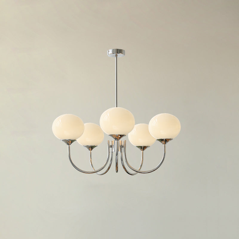 Lustre moderne Jonas en Fer, Métal, Verre Chrome et blanc