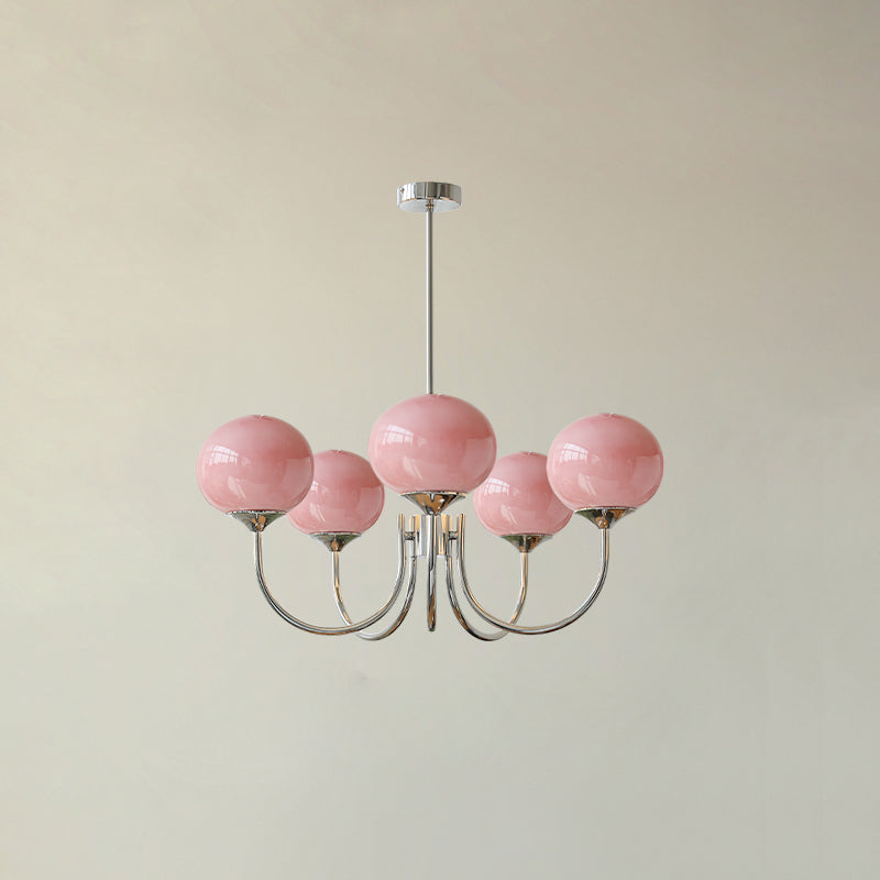 Lustre moderne Jonas en Fer, Métal, Verre Chrome et blanc