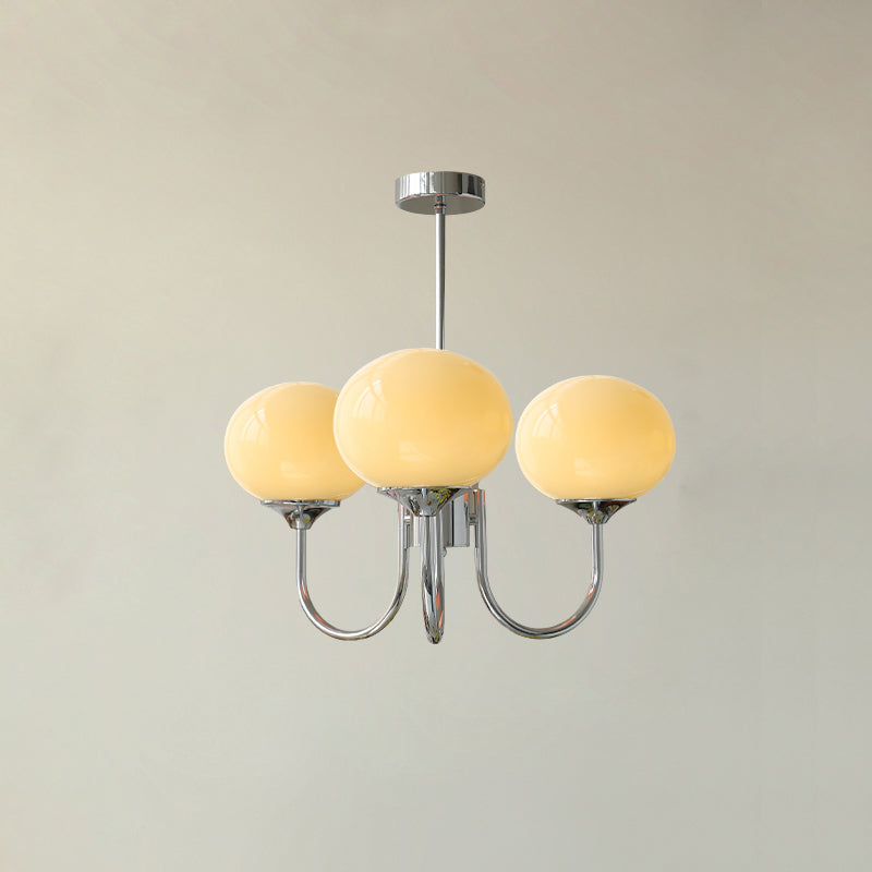 Lustre moderne Jonas en Fer, Métal, Verre Chrome et crème