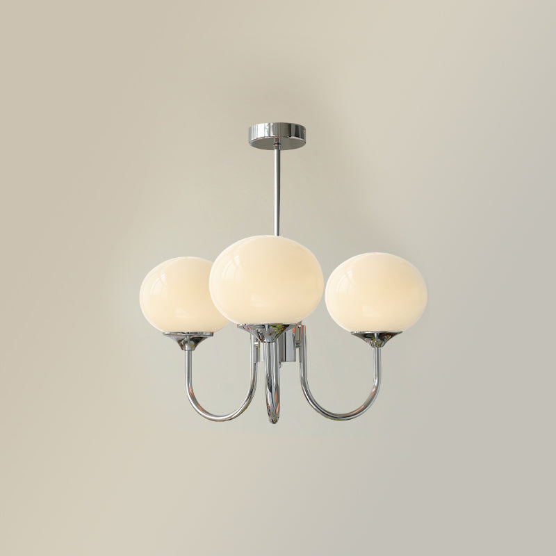 Lustre moderne Jonas en Fer, Métal, Verre Chrome et blanc