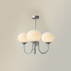 Lustre moderne Jonas en Fer, Métal, Verre Chrome et blanc
