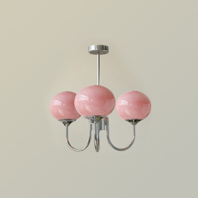 Lustre moderne Jonas en Fer, Métal, Verre Chrome et crème