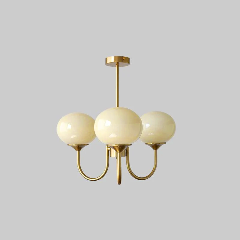 Lustre moderne Jonas en Fer, Métal, Verre Cuivre et crème