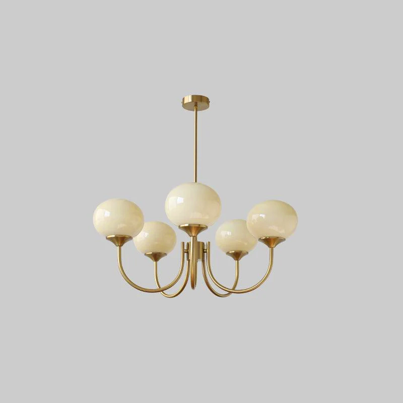 Lustre moderne Jonas en Fer, Métal, Verre Cuivre et crème