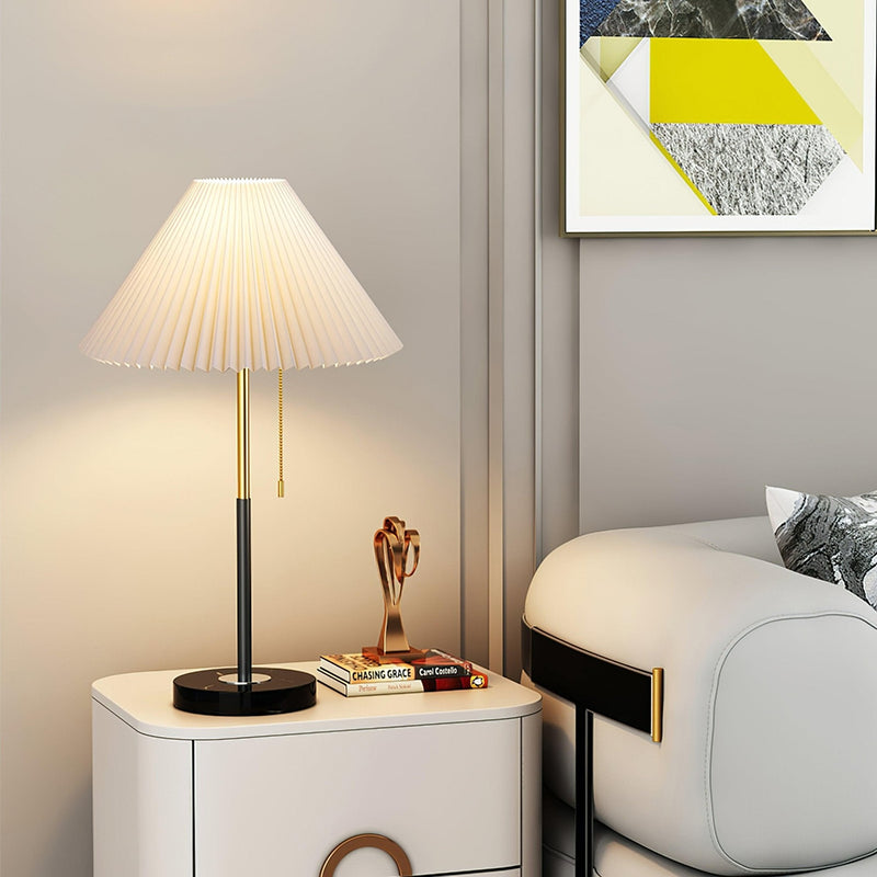 Lampe à poser moderne Hamish en Marbre, Fer, Tissu Blanc