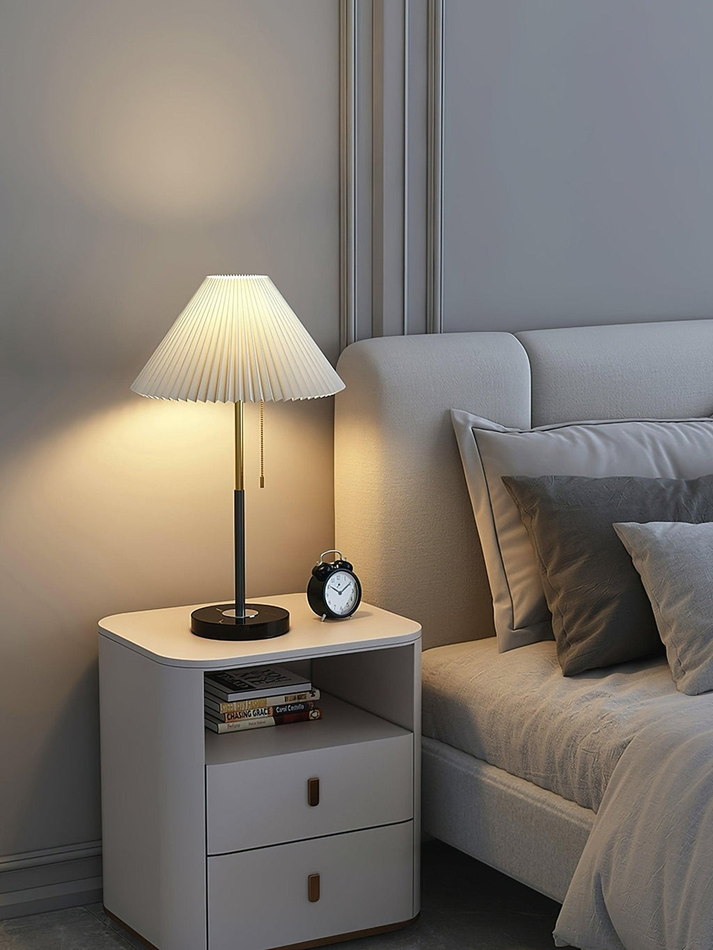 Lampe à poser moderne Hamish en Marbre, Fer, Tissu Vert