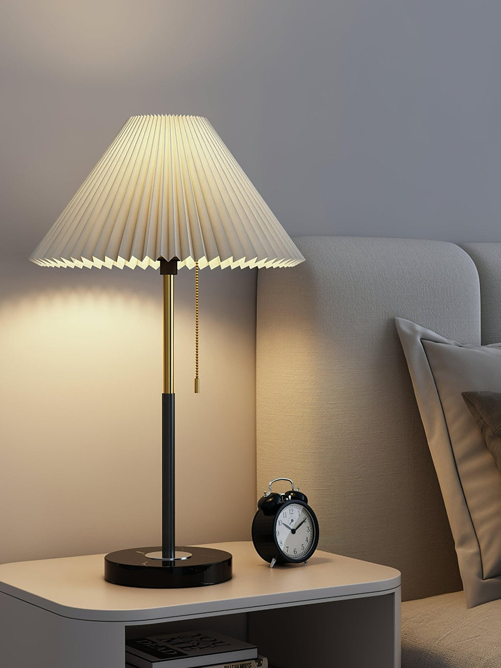 Lampe à poser moderne Hamish en Marbre, Fer, Tissu Vert