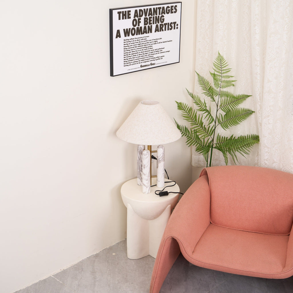 Lampe à poser moderne Gunder en Marbre Blanc