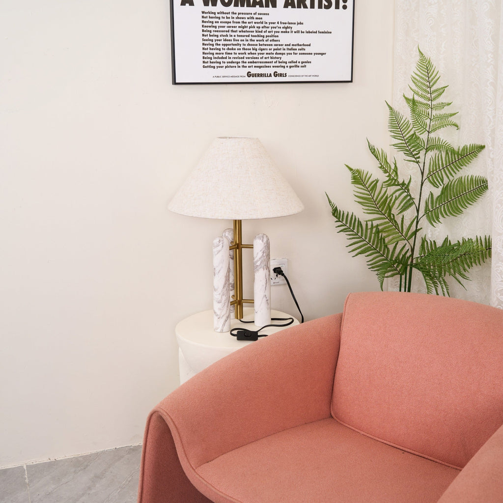 Lampe à poser moderne Gunder en Marbre Blanc