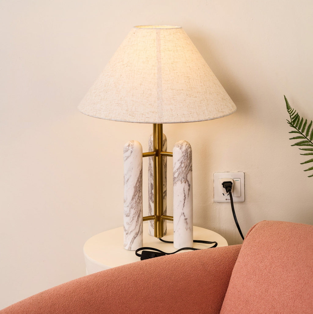 Lampe à poser moderne Gunder en Marbre Blanc