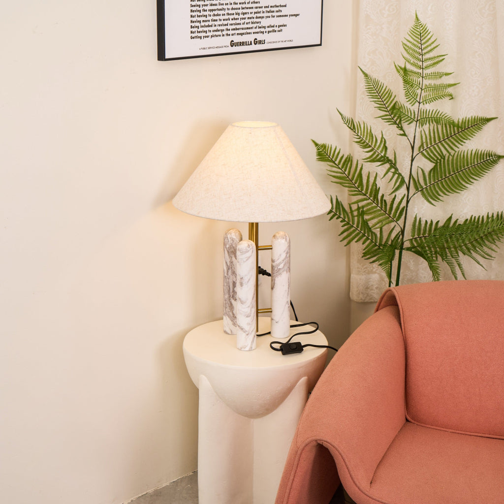 Lampe à poser moderne Gunder en Marbre Blanc