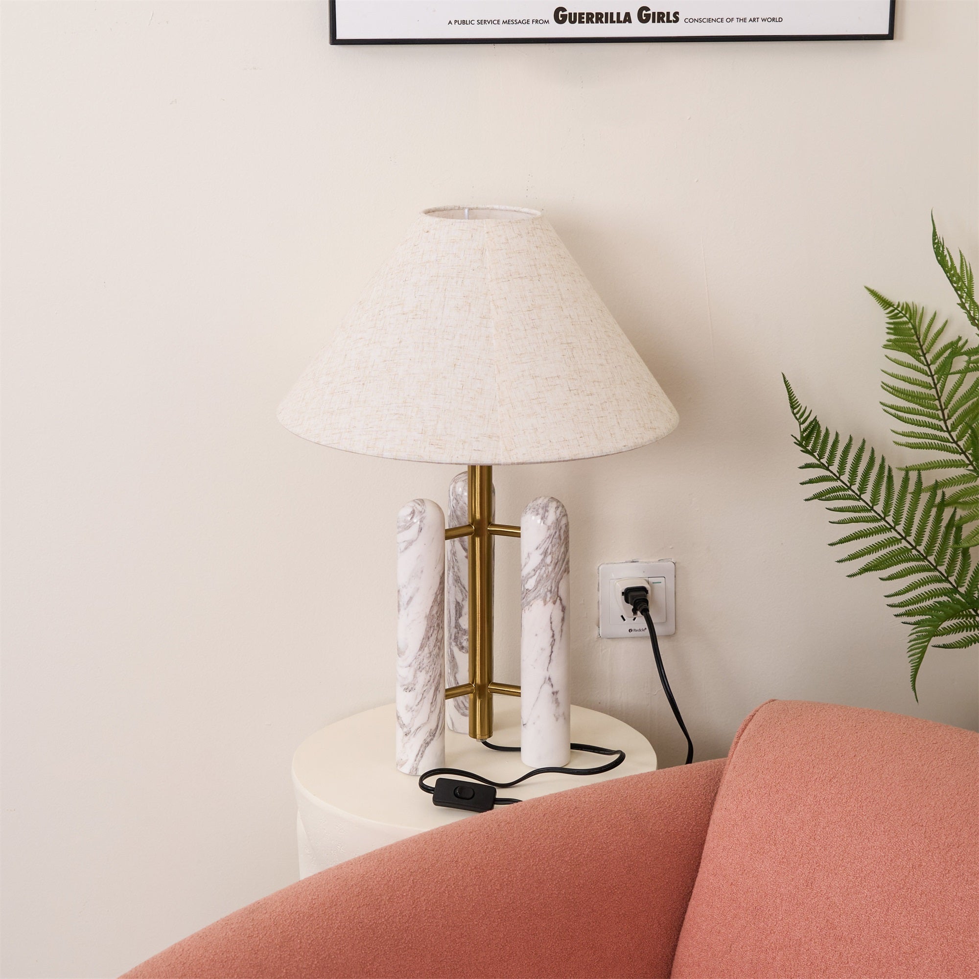Lampe à poser moderne Gunder en Marbre Blanc