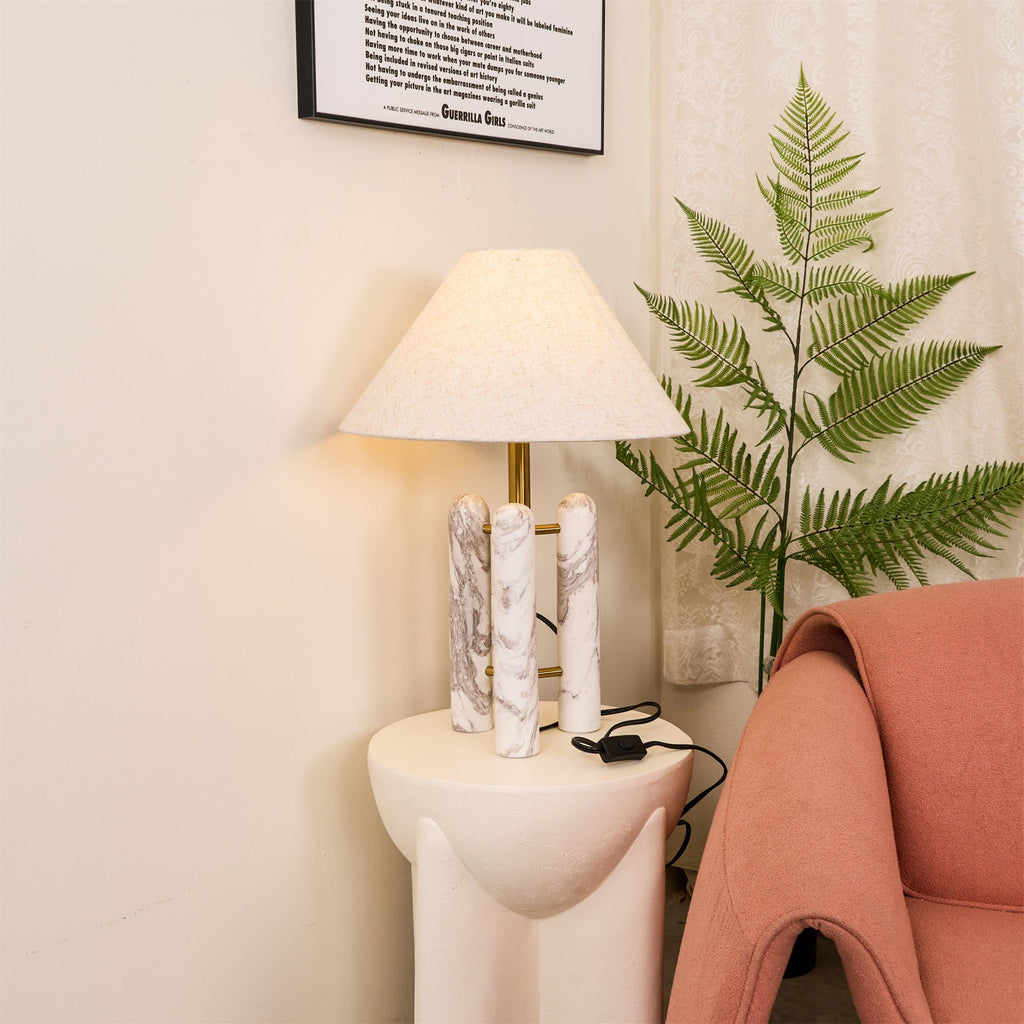 Lampe à poser moderne Gunder en Marbre Blanc