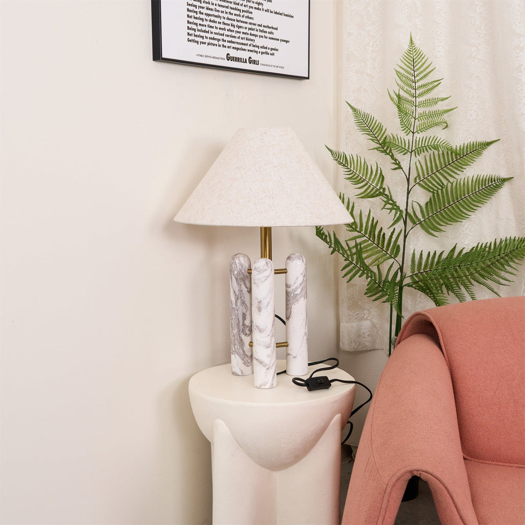 Lampe à poser moderne Gunder en Marbre Blanc
