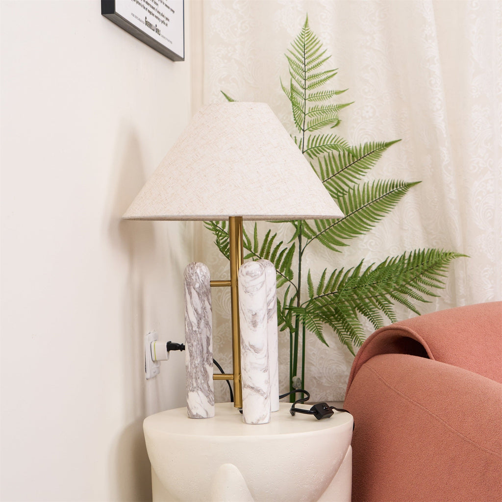 Lampe à poser moderne Gunder en Marbre Blanc