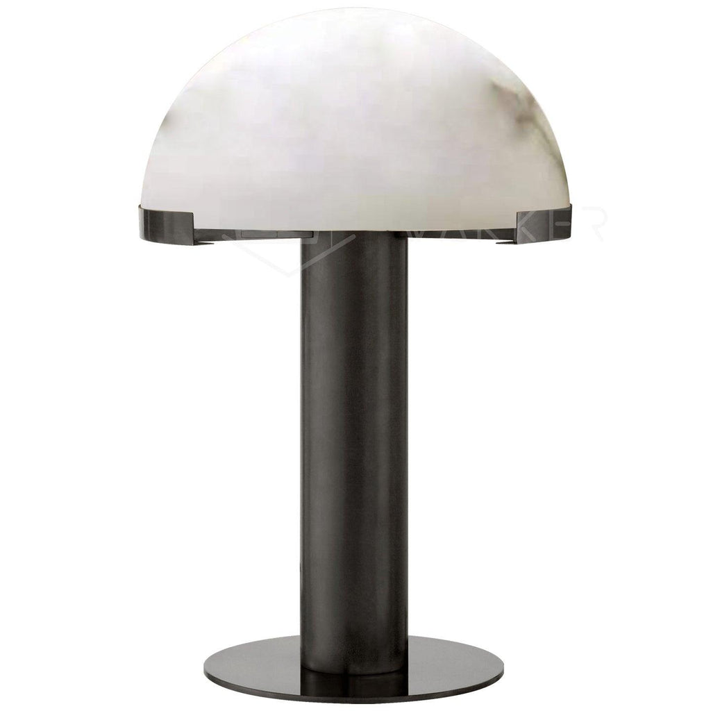 Lampe à poser moderne Grettir en Albâtre Or et blanc verre