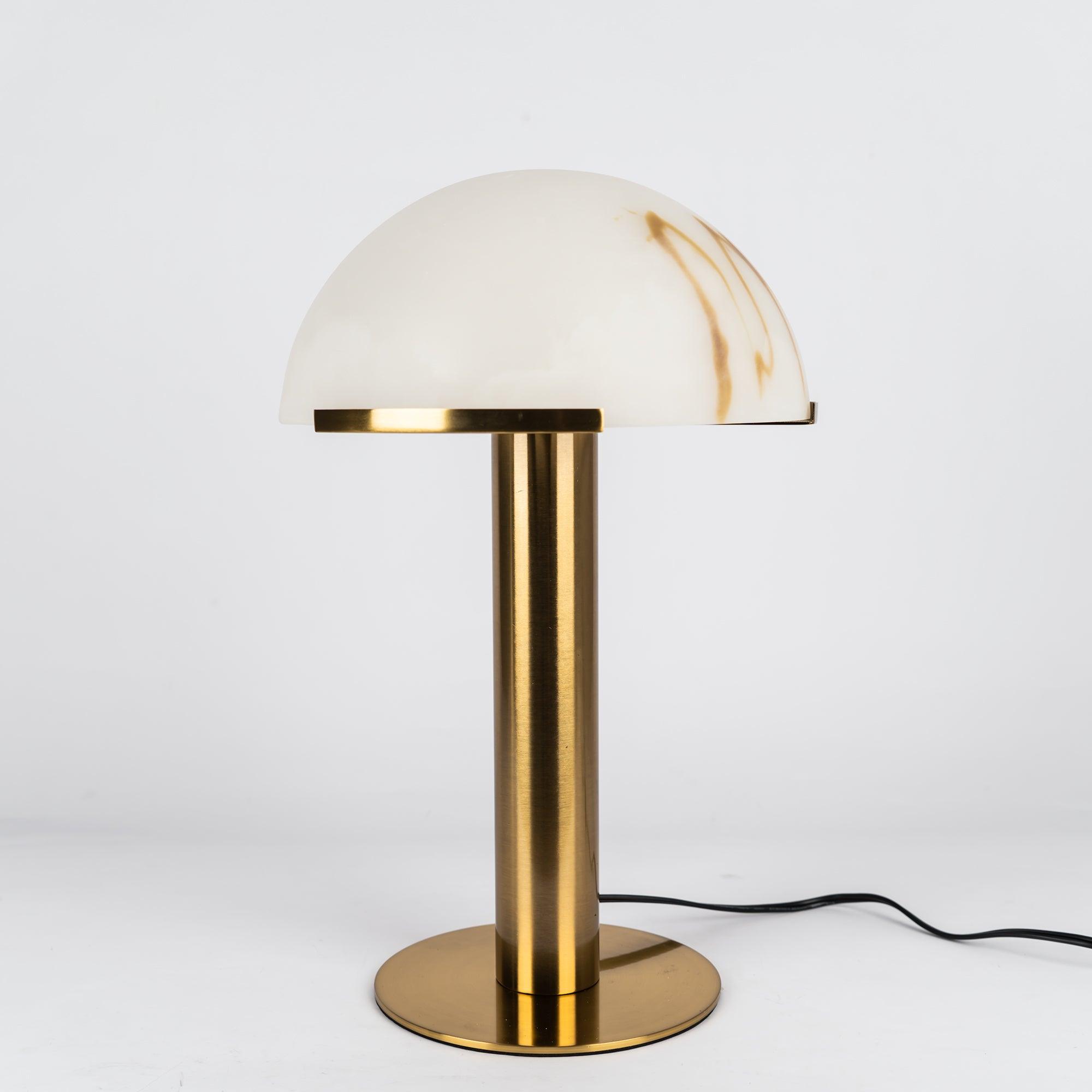 Lampe à poser moderne Grettir en Or et albâtre blanc