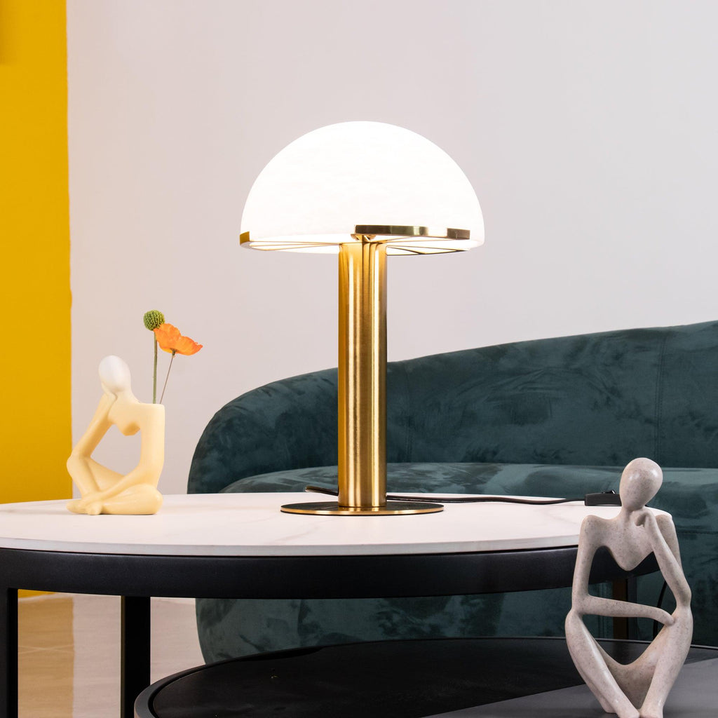 Lampe à poser moderne Grettir en Noir et albâtre blanc