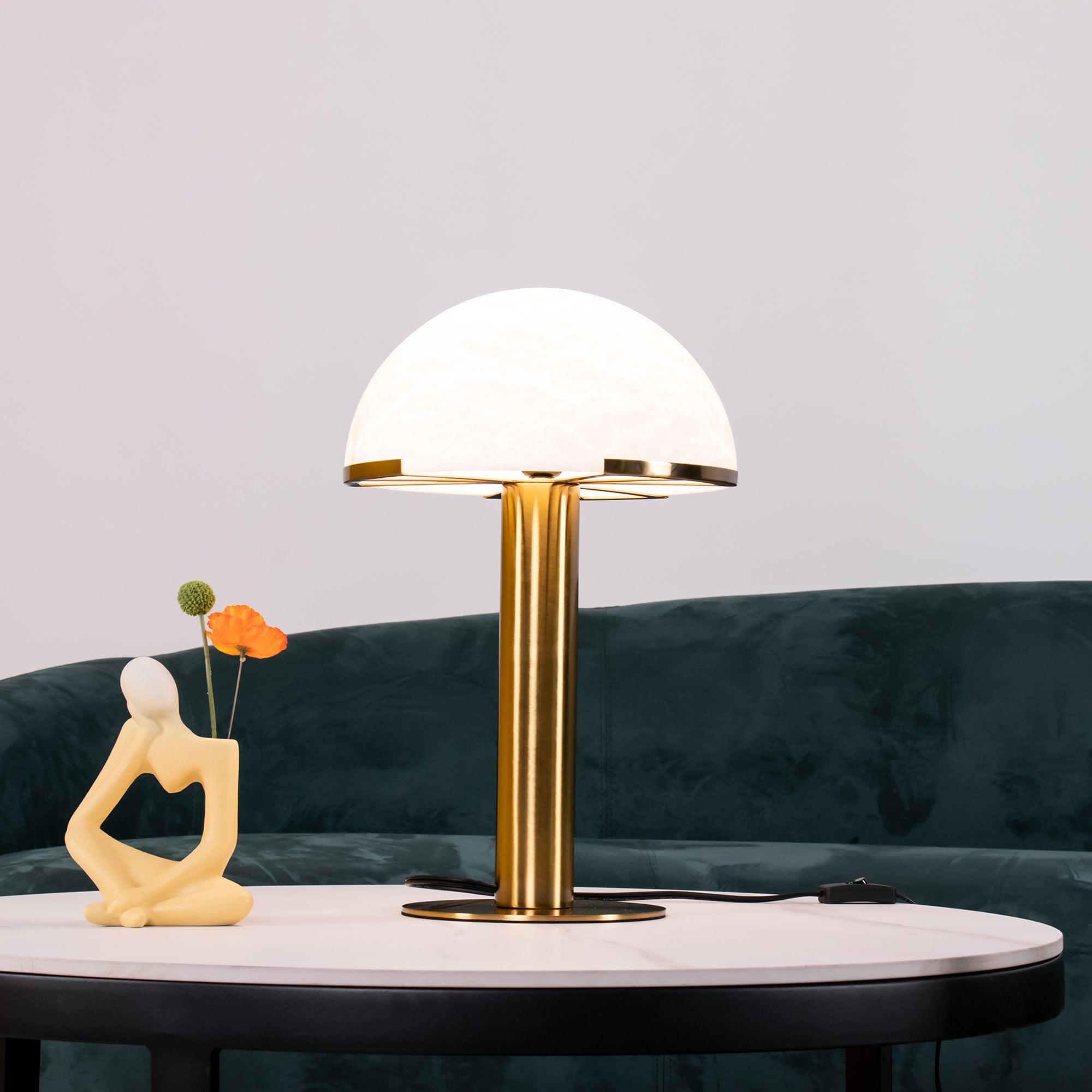 Lampe à poser moderne Grettir en Albâtre Noir et blanc verre
