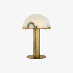 Lampe à poser moderne Grettir en Albâtre Or et blanc verre